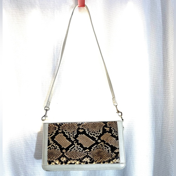 Vintage Margolm snakeskin and cream leather clutch with shoulder strap - Picture 2 of 5